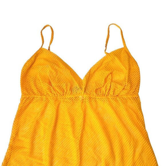 Vintage Y2K COSABELLA Cami Top Sz.L Orange Mesh Lace Sheer Babydoll Summer Rave - Picture 9 of 11